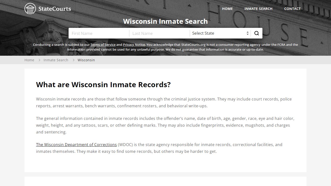 Wisconsin Inmate Search, Prison and Jail Information ...